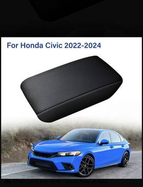 111smk111 Blkf82 Center Console Lid Armrest Cover Cushion Faux Leather For Honda Civic 2022-2024