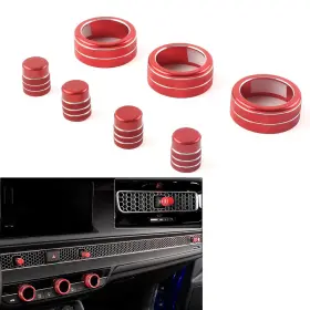 22shopde 223000384073 7x Switch Knob Ring Cover Trim For Honda Civic 11th 2022 Crv 2023-2024 Red