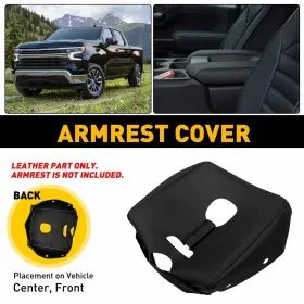 Fsxp-silverado-19-24b-for Aaa-autopart Fits Chevy Silverado 19-24 Center Front Console Lid Armrest Leather Skin Cover