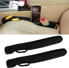 1.2in-2in Amooca Qfo-fx001 Car Seat Gap Filler 2pc Set Universal Fit Width Black