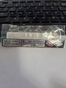 --auto Accessories Of America-- 2485 - 1973 1974 Corvette Console Data Plate L-48 350c.i. 270 Lbs Ft Torque