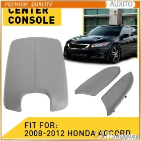 Auxito 766549783261 For Honda Leather 2008-2012 Accord Console Lid Cover Armrest Us Stock Gray