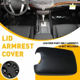 Fsxp-accord-08-12-b Auxito Fits 08-12 Honda Accord Leather Center Console Lid Armrest Cover Black Car Parts