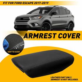 Auxito Fsxp-escape-17-19b Black Leather Center Console Lid Armrest Cover Skin For Escape Ford 2017-2019 Us