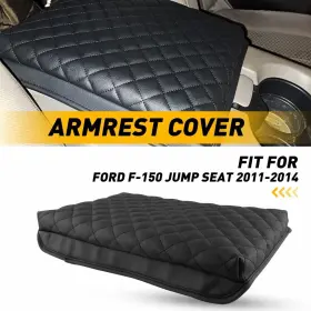 Fsxp-f150-11-14b Auxito Leather Middle Console Armrest Cover Black For 2011-2014 Ford F150 Jump Seat P