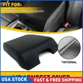 Fsxp-f150-15-20-i21-exe Auxito Fit For 2015-2019 Ford F150 Front Black Leather Armrest Center Console Lid Cover