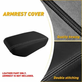 Fsxp-maxima-16-23b Auxito Console Lid Armrest Cover Leather For Nissan Maxima 2016-2021 Beige Stitch
