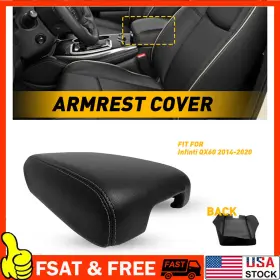 Fsxp-qx60-14-20b Auxito Console Lid Armrest Pu Cover Leather Fit For Infiniti Qx60 2014-2020 Black