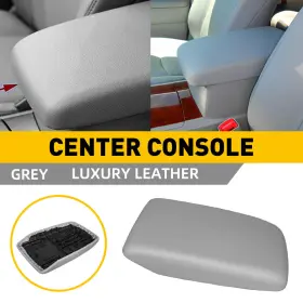Hohld0813 Auxito For Toyota Highlander 2008-13 Leather Armrest Center Box Console Lid Cover Gray
