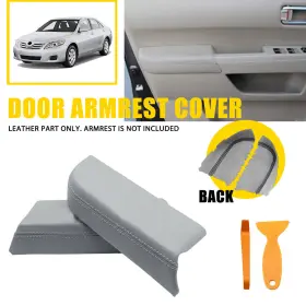 Mfsp-pilot-09-15-g Auxito Front Door Panels Leather Armrest Cover Gray Skin For 2009-2015 Honda Pilot