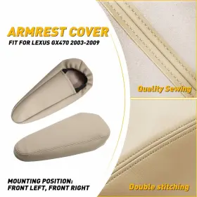 Zyfsp-gx470-03-09m Auxito For 2003-2009 Lexus Gx470 Seat Armrest Slip-on Protect Cover Leather Beige Us