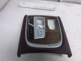 241-12910b Bmw - Us Additional 750il Front Console Mocha Leather Shifter Bezel With Woodgrain