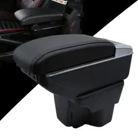Us-ot116 Branded Armrest Box For Kia Rio 2012-2016 Double Layer Front Center Console Black Lea
