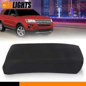 C-02itg12a5pbk Carlights Fit For 2011-2018 Ford Explorer Leather Console Lid Armrest Cover Black Stitch