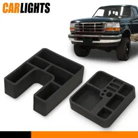 C-02itg12f6abk Carlights 2 Floor Console Organizer Inserts Fit For Ford Bronco 1978-96 F-150 F-250 F-350
