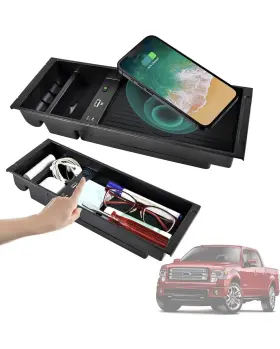 Carqiwireless 778601100213 Wireless Charger For F150 2009-2023 Center Console Organizer Box Ford F15