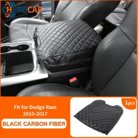 Cherocar2022112911qwr Cherocar Leather Armrest Box Soft Pad Protector Case Cover For Dodge Ram 1500 2019 Black