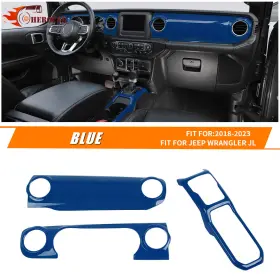 Ka22121001fqw214 Cherocar Center Console Dashboard Gear Shift Trim Kit For Jeep Wrangler Jl Jt 2018 Blue