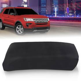 Cnnella-69 Cnnella03011018 Leather Console Lid Armrest Cover Black Stitch Fit For 2011-2018 Ford Explorer