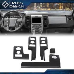 Ht-02itm12fcacb Crossdesign Fit For 2009-2014 Ford F150 5x Center Console Dashboard Panel Cover Trim Bezels