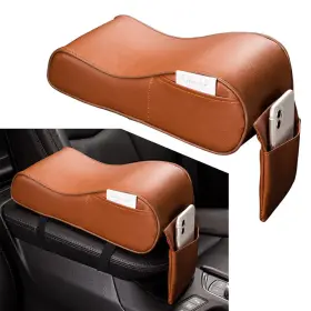 Dictorcoltd 550748583582 1 Pcs Brown Pu Memory Foam Console Armrest Box Cushion Pad Mat Set Fit Car Suv