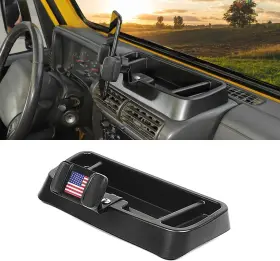 Ddd-7856 Does Not Required Center Console Organizer Dash Tray With Phone Holder For Jeep Wrangler Tj 97-06