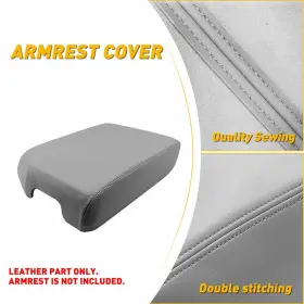 Fsxp-tundra-07-13g-fitment Eak-autotec Fit 07-2013 Toyota Sequoia Tundra Middle Console Lid Armrest Leather Cover Gray