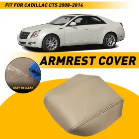 Fsxp-cts-08-14m-eak Eak-autotecv Fit 2008-2014 Cadillac Cts 1- New Center Console Lid Armrest Leather Cover Beige