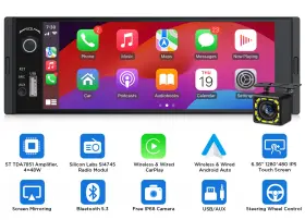 Stcx3uusen19 Eonon 1din Car Stereo Wireless Carplay Android Auto With 6.36 Inch Ips Touchscreen And Swc Rds