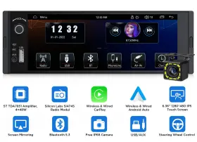 Stcx3uusenm2 Eonon Cam 6.36 Inch Single 1 Din Car Radio Stereo Bluetooth Fm Usb Aux Android Auto Carplay