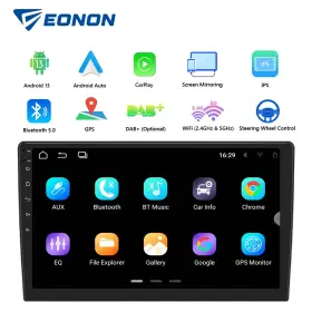Stua13plususic05 Eonon 10in 2din Android 13 Car Stereo Wireless Auto Carplay Touch Screen