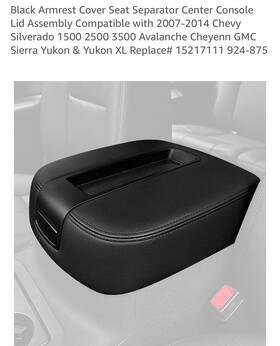 For Chevy / Gmc 751300213422 Black Center Console Armrest Lid Fit 07-14 Tahoe Silverado Yukon Sierra