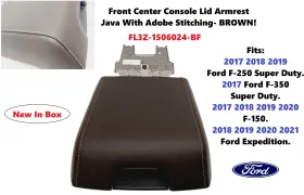 Fl3z-1506024-bf Ford 2017-2019 F-250 Sd Front Center Console Lid Armrest Brown