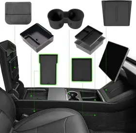 24031601 Foronetry 7pcs Center Console Organizer Tray For 2024 2025 Tesla Model 3 Black