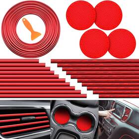 Frienda 16790 25 Pack Universal Car Vent Trim Strips And Cup Mats Set 20 Pcs 16 Red