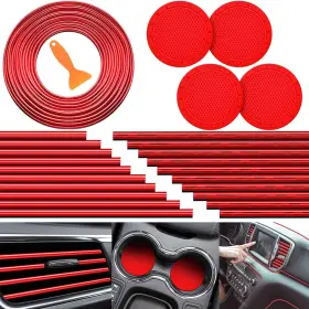 16790 Frienda 25 Pack Universal Car Vent Trim Strips And Cup Mats Set 20 Pcs 16 Red