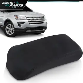 Goneparts0819 Goneparts 6 Fit For 2011-2018 Ford Explorer Leather Console Lid Armrest Cover Black Stitch