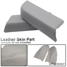 Goneparts0902 Goneparts 43 Fit For 2009-2015 Honda Pilot Front Door Panels Armrest Cover Leather Gray 2pcs