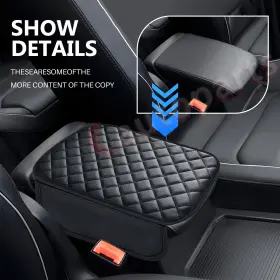 37353001 Hexautoparts Car Center Console Armrest Cover Protector Mat With Pocket For Honda Acura Black