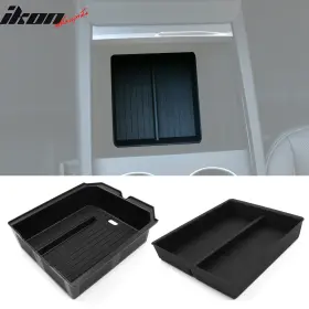 I-ogd-tsl324-4-bk Ikon Motorsports 198073327190 Fits 24-25 Tesla Model 3 Tpe Lower Upper Center Armrest Organizer Storage Box