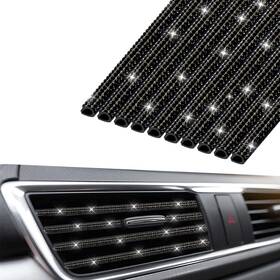 Insauto 825665272490 10pcs Rhinestone Car Accessories For Women Bling Air Vent Trim Strips