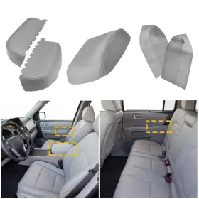 Wwd-fsp-19316 Oxilam For 2009-2015 Honda Pilot Door Panel Center Console Armrest Lid Cover Gray Skin