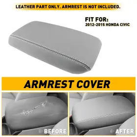 Wwd-fsp-19329 Oxilam Us Center Console Armrest Leather Synthetic Cover For 2012-2015 Honda Civic Gray