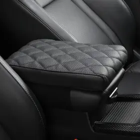 Armrest-05 Poksri Car Center Console Cover Pad Genuine Cowhide Leather Black Armrest Box Mat V