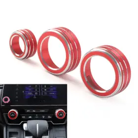Purple 550746261635 3x Interior Ac Climate Switch Knob Ring Cover Trim For Honda Crv 2017-2022 Red