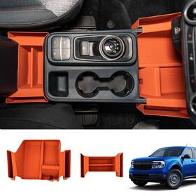 Rongtaod 702602882069 Center Console Organizer For 2022-2025 Maverick Orange Front Armrest Storage
