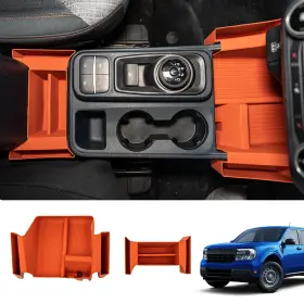Rongtaod 702602882069 Center Console Organizer For 2022-2025 Maverick Orange Front Armrest Storage