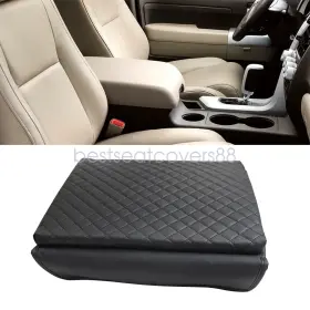 D2.zkfs06.l Soillar Leather Center Console Lid Armrest Cover Cushion Pad For Toyota Tundra 2007-2013
