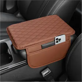 Dian-0609 Stacool Upgraded Car Center Console Cover Microfiber Leather Armrest Brown