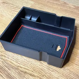 Ab210-red Subaru Forester Center Console Organizer Tray For 2019-2024 - Red Trim Armrest